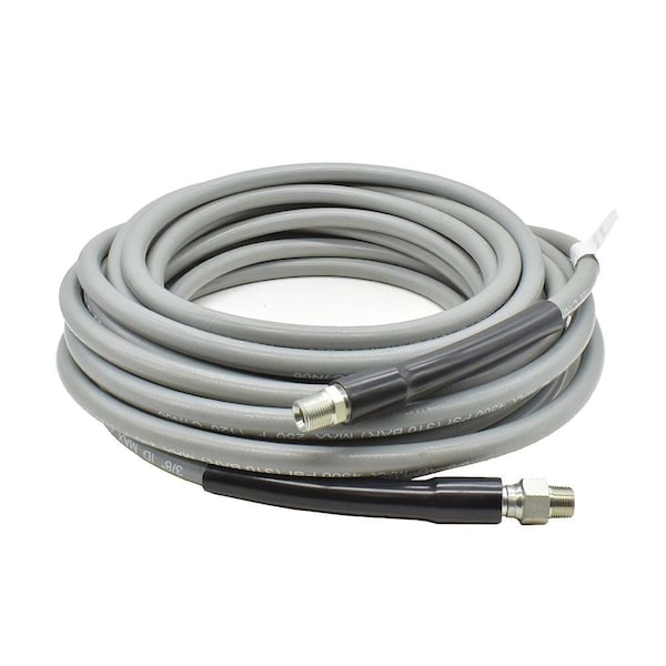 Interstate Pneumatics Pressure Washer Steel Braided Gray Rubber Hose WP 4500 PSI - 3/8 Inch x 50ft PW7210 - main